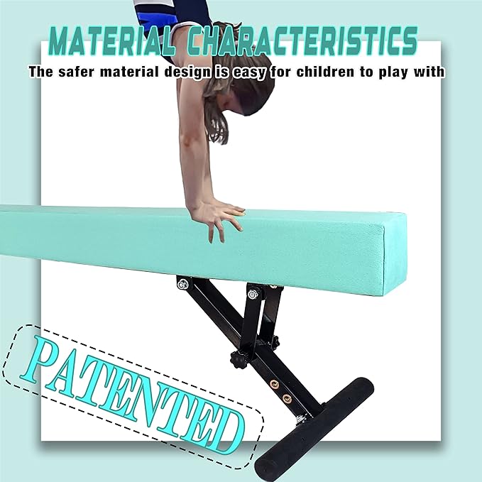 Adjustable Balance Beam for Kids, 8FT Gymnastics Beam with Anti-Slip Legs, High and Low Floor Beam for All Gymnastics Levels, Professional Gymnastic Equipment for Home, Gym Center