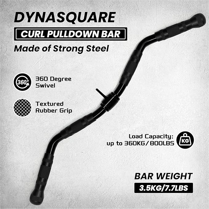 LAT Pulldown Attachments Combo, Cable Machine Accessories with Curl Pulldown Bar, Fit Most Gym Machines, Made of Heavy Duty Solid Steel