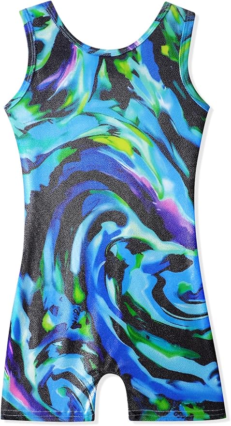 HOZIY Gymnastics Leotards for Girls with Shorts Toddlers Biketards Rainbow Unicorn Dinosaur Mermaid Leopard Flower Galaxy