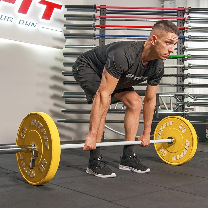 RITFIT 7FT Olympic Barbell for Strength and Weightlifting Training - 2 Inch Olympic Bar for Squat, Deadlift, Bench Press, Curl, Overhead Press - 600lbs/1000lbs/1200lbs Capacity