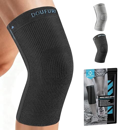 DOUFURT Knee Brace for Women & Men Knee Compression Sleeve Meniscus Tear, Patella Stabilizer knee support for knee Pain, ACL, MCL, Arthritis, Running