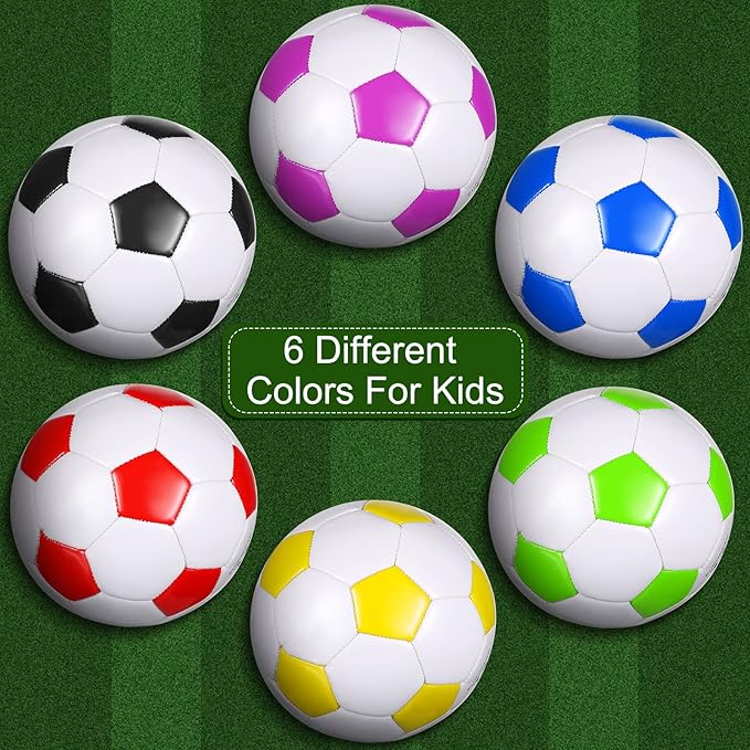 Deekin 6 Pcs Soccer Ball Bulk with Pump Teamwork Outdoor Sport Game Training Soccer Ball Bulk for School Sport Teen Adult Child