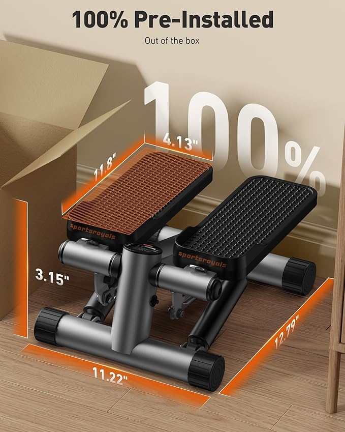 Sportsroyals Stair Stepper,Twist/Mini Stepper for Exercise at Home,Step Machine with Resistance Bands for Full Body Workout, 350lbs+ Capacity