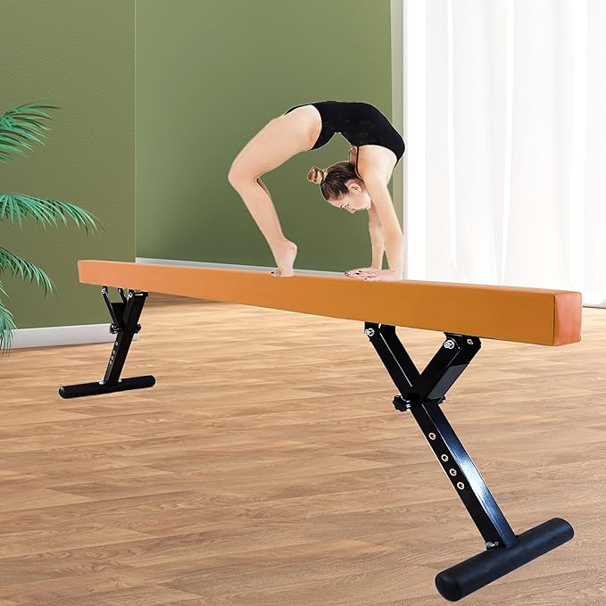 Adjustable Balance Beam for Kids, 8FT Gymnastics Beam with Anti-Slip Legs, High and Low Floor Beam for All Gymnastics Levels, Professional Gymnastic Equipment for Home, Gym Center