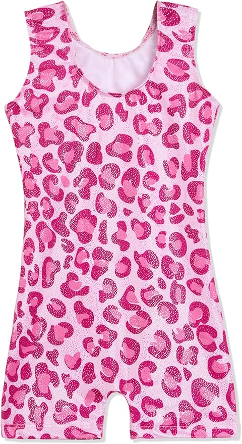 Domusgo Gymnastics Leotards for Girls Sparkly One-Piece Pro Kids Unitard Biketards with Shorts