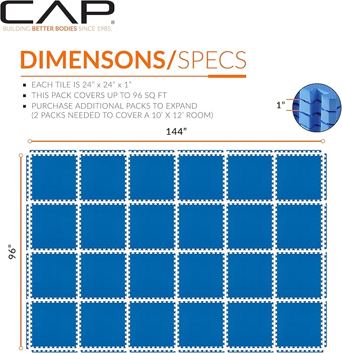 CAP Barbell Interlocking EVA Foam Exercise Puzzle Mat Home Gym Flooring | Multiple Options