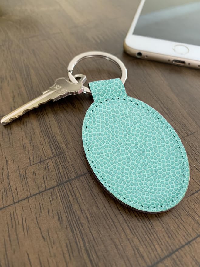 LaserGram Oval Keychain, Baseball Ball, Personalized Engraving Included (Basketball Teal)