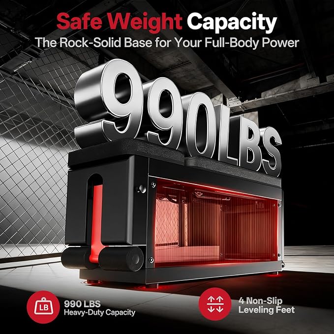 JOROTO Adjustable Weight Bench with Dumbbell Storage & Cable Fly, Multi-Functional Workout Bench Press for Home Gym Strength Training, Flat Incline Decline Sit Up Bench, 990LBS Capacity