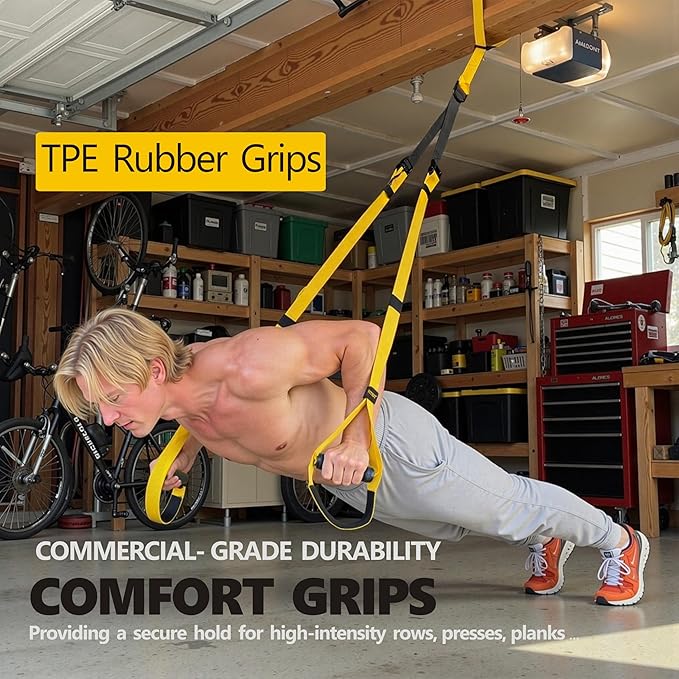 FITKIT Suspension Fitness Trainer System with Integrated Door Anchor, All-in-One Bodyweight Resistance Straps for Home Gym, Heavy Duty 700lbs Load, Non-Slip Handles, Portable Workout Kit for Travel & Outdoors