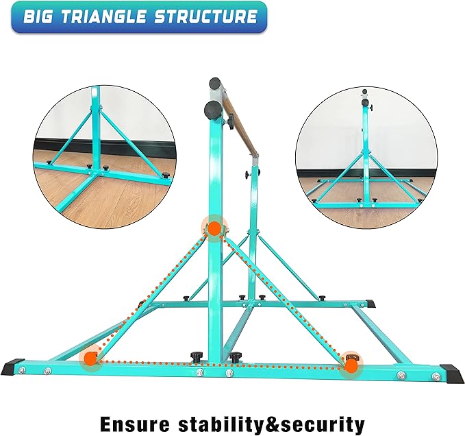 Marfula Gymnastic Bar For Kid and Teenage of 3-25, 5Ft/8 FT Base Length 4Ft Width 5Ft Adjust Height, Gymnastic Kip Bar For Gymnast, Gymnastic Training Equipment For Professional Training Home Club Use