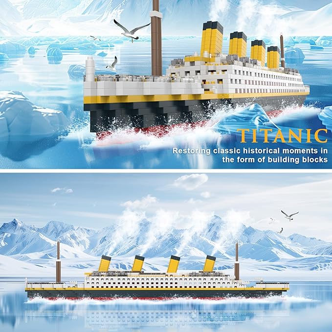 Titanic Micro Mini Building Set,1878 Pieces Big Ship Model Building Toys,DIY Educational Toys 3D Puzzle Kit,STEM Ship Creative Project Model Building Set, Birthday for Adults,Kids