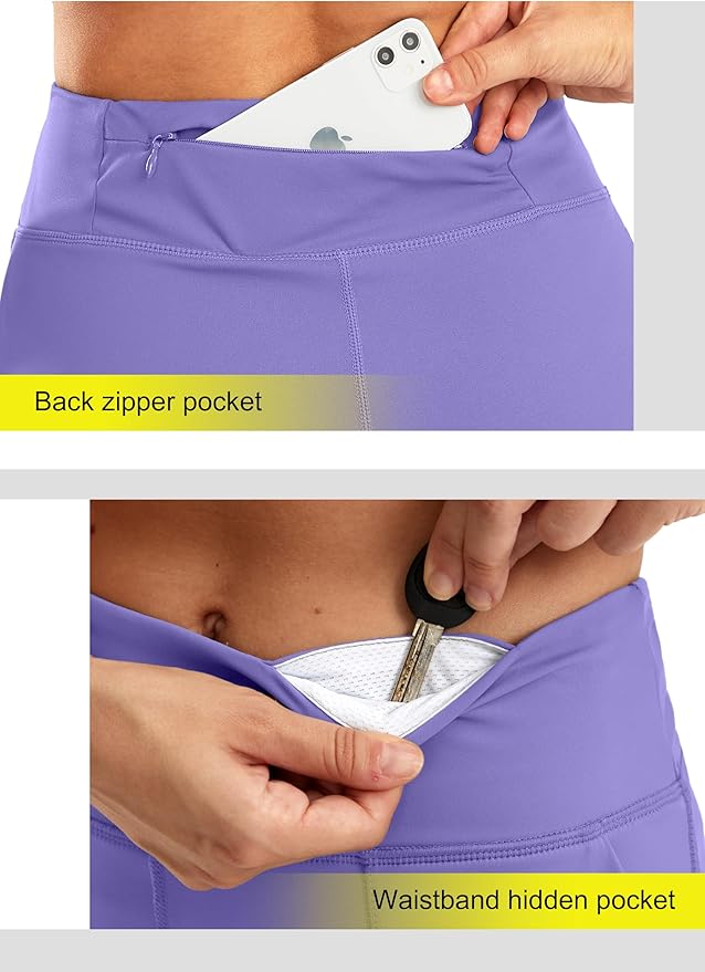 SANTINY Women's 6'' Athletic Long Shorts with 4 Pockets High Waisted Bermuda Shorts for Women Walking Running Casual