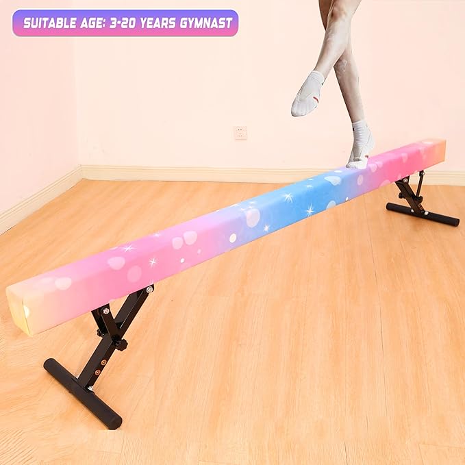 MARFULA Adjustable Balance Beam 8 ft Gymnastic Beam Adjustable Height for Kids and Teenage of All Gymnastic Levels, Gymnastic Training Beam Gymnastic Equipment for Athlete Home and Gym Club Use