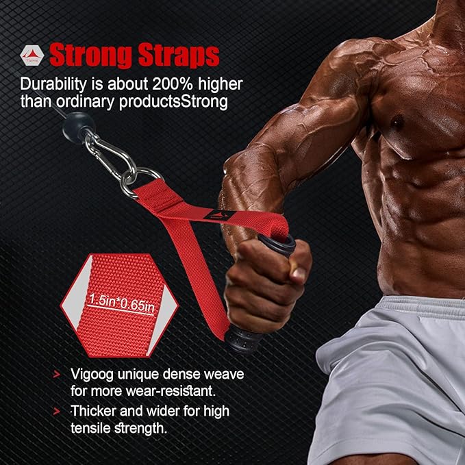 Heavy Duty Gym Exercise Handles Attachment for Cable Machine,Resistance Band,Pulley System Home Fitness Workout Equipment, with Elastic Rubber Grip and 2 Large Carabiners
