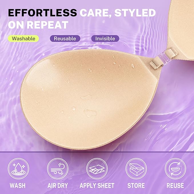Invisible Strapless Sticky Bra Push up for Women | Ultra Adhesive Bra for Backless Dress | Cleavage Bra Lift with Pasties Kit