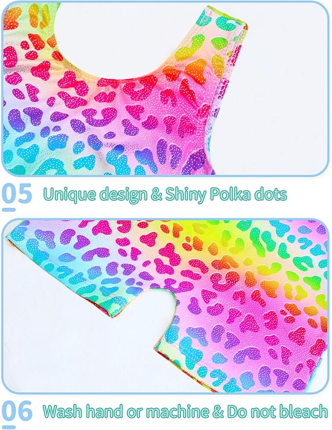 Nymphperi 2 Packs Gymnastics Leotard for Girls Sparkle Biketards with Shorts Kids Sleeveless Unitard One-Piece Dancewear