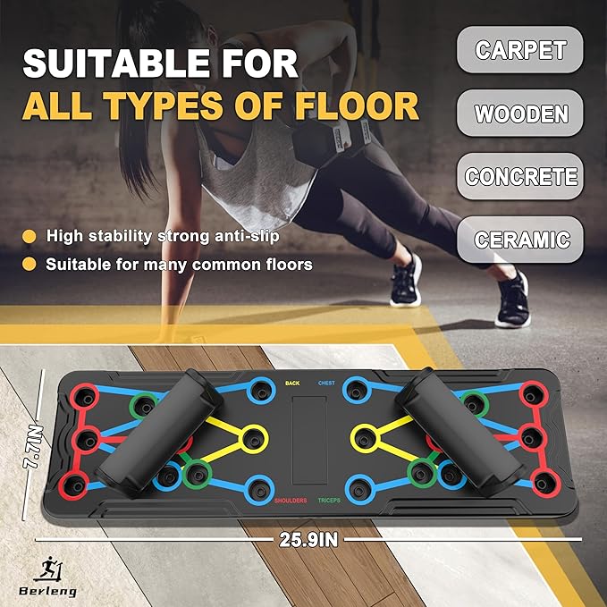 Push Up Board - 36-in-1 Foldable Pushup Fitness Stand for Portable Strength Training. Rugged, Stable Equipment for Home Gym Workout for Men & Women