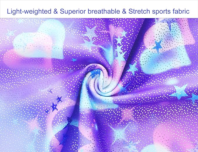 Domusgo Gymnastics Leotards for Girls Sparkly One-Piece Pro Kids Unitard Biketards with Shorts