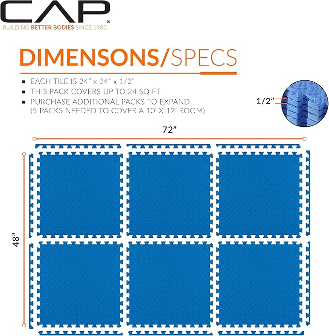 CAP Barbell Interlocking EVA Foam Exercise Puzzle Mat Home Gym Flooring | Multiple Options