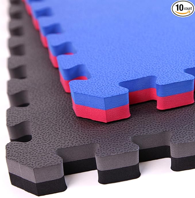 FlooringInc's 1" Thick Foam Tiles, 3'x3' or 2'x2' Reversable Interlocking Tiles, Ideal Yoga Mat, Gymnastics Mat, Workout Mat for MMA and Jiu Jitsu Training