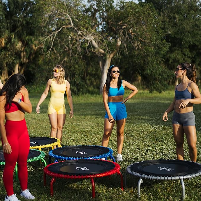 JumpSport 350 PRO Fitness Trampoline, Cardio Workout, No-Tip Arched Legs Home Gym Equipment, Adjustable Bungees & 60 Day Trial Video