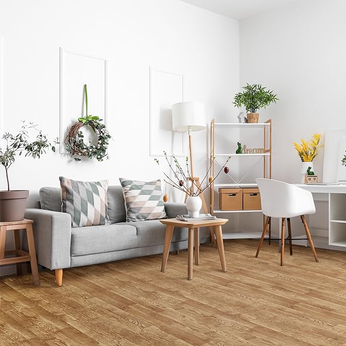 Sorbus 80 Sq. Ft. Wood Grain Floor Tiles Foam Mat EVA Interlocking Mats Tile 3/8-Inch Thick Flooring Wood Puzzle Exercise Mats w/Borders - Home Playroom Basement, Apartment, Trade Show, Baby, Dance