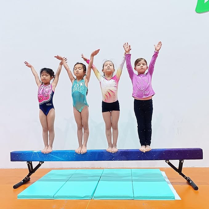 Adjustable Balance Beam for Kids, 8FT Gymnastics Beam with Anti-Slip Legs, High and Low Floor Beam for All Gymnastics Levels, Professional Gymnastic Equipment for Home, Gym Center