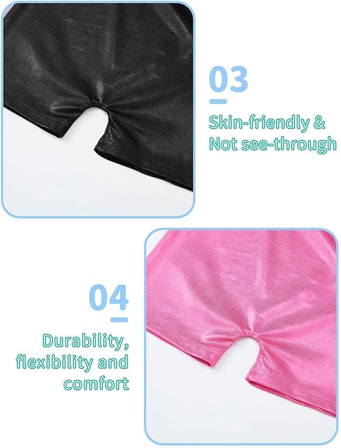 Nymphperi 2 Packs Gymnastics Leotard for Girls Sparkle Biketards with Shorts Kids Sleeveless Unitard One-Piece Dancewear