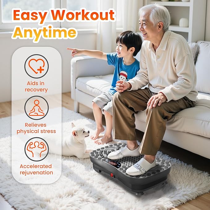 AXV Vibration Plate Fitness Platform Exercise Machine Vibrating Shaking Full Body Shaker Workout Vibrate Stand Shake Board Sport Gym for Weight Loss Fat Burner for Women Men