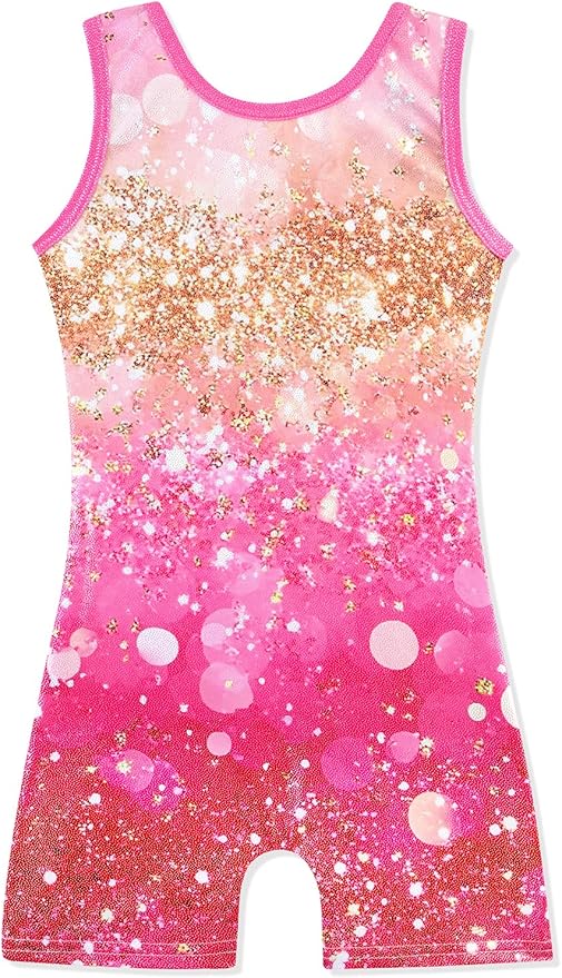 HOZIY Gymnastics Leotards for Girls with Shorts Toddlers Biketards Rainbow Unicorn Dinosaur Mermaid Leopard Flower Galaxy