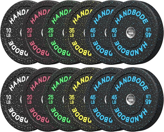2-Inch Weight Plates High Bounce, Olympic Bumper Plate Set 45/100/160/190/260/300lb, Colored Weight Plates Set for Home Gym, Barbell Weights Rubber Strength Training Plate for Weight Lifting