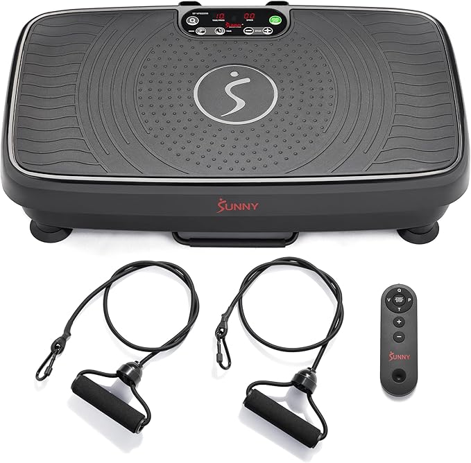 Sunny Health & Fitness Fitboard Vibration Platform Exercise Machine with Multiple Speed Settings and Vibration Modes for Multipurpose Workouts