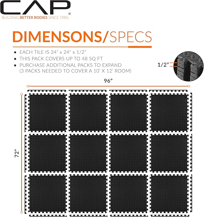 CAP Barbell Interlocking EVA Foam Exercise Puzzle Mat Home Gym Flooring | Multiple Options