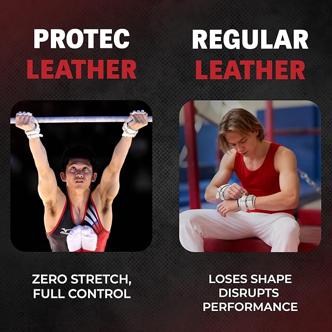 Reisport Protec High Bar Gymnastics Grips for Men - Triple Strength Leather Hand Grips for Gymnastics Bars - Gymnastics Equipment & Accessories for Advanced Gymnasts
