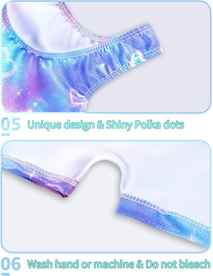 Nymphperi 2 Packs Gymnastics Leotard for Girls Sparkle Biketards with Shorts Kids Sleeveless Unitard One-Piece Dancewear
