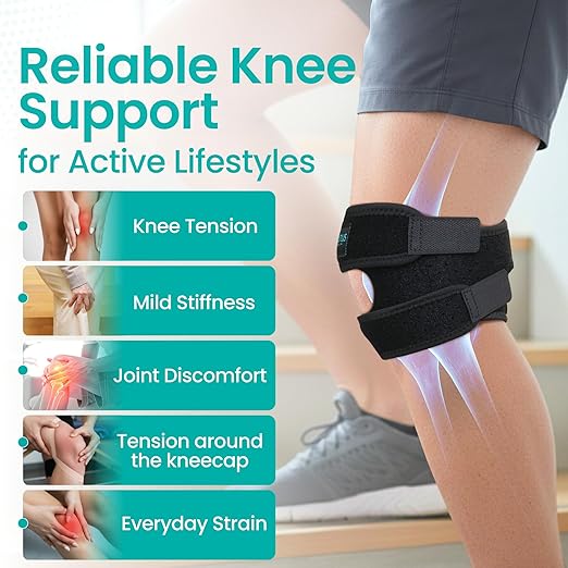 Premium Knee Brace for Pain Relief - Adjustable Compression Support for Arthritis, Injury Recovery, Running & Workouts - Unisex Design in Black & Gray