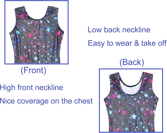 Domusgo Gymnastics Leotards for Girls Sparkly One-Piece Pro Kids Unitard Biketards with Shorts