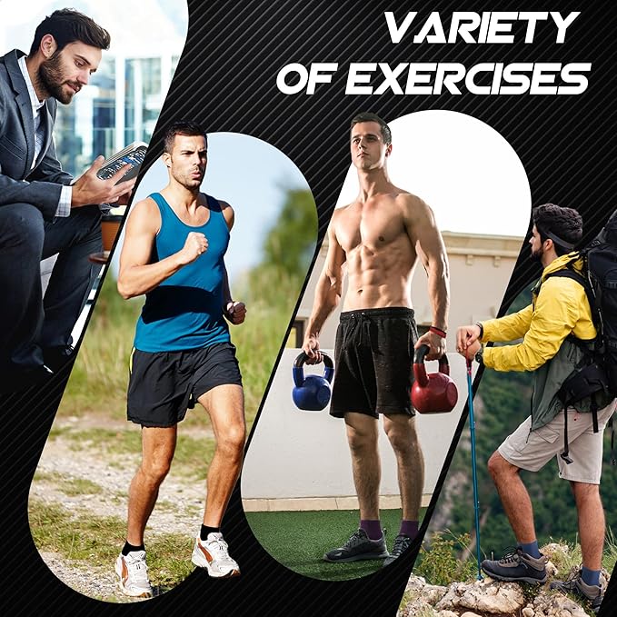 Gonii Mens Athletic Ankle Socks 5-Pairs - Blister Defense & Cushioned for Running, Hiking, Sports