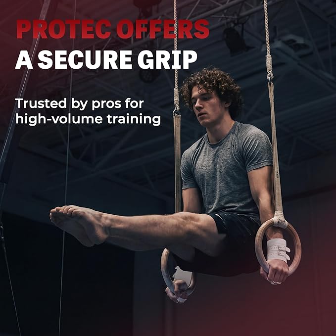 Reisport Protec High Bar Gymnastics Grips for Men - Triple Strength Leather Hand Grips for Gymnastics Bars - Gymnastics Equipment & Accessories for Advanced Gymnasts