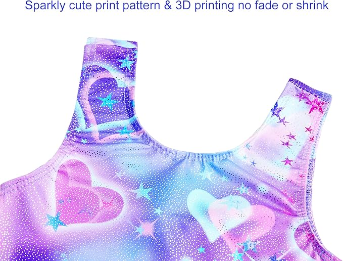 Domusgo Gymnastics Leotards for Girls Sparkly One-Piece Pro Kids Unitard Biketards with Shorts
