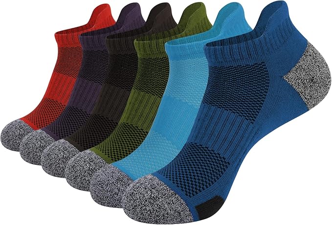 JOYNÉE Mens Ankle Athletic Low Cut Socks Running Sports Cushioned Sock for Men 6 Pack