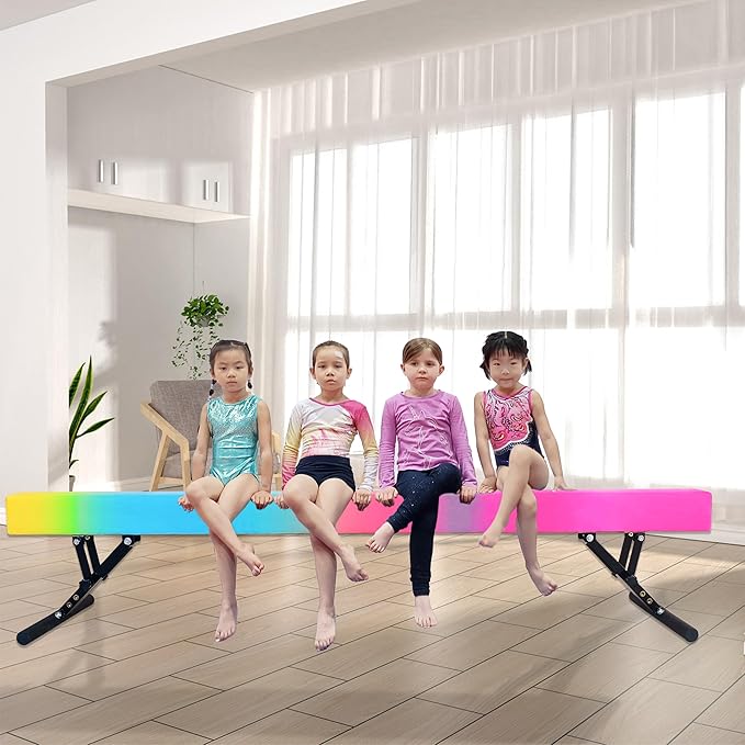 Adjustable Balance Beam for Kids, 8FT Gymnastics Beam with Anti-Slip Legs, High and Low Floor Beam for All Gymnastics Levels, Professional Gymnastic Equipment for Home, Gym Center