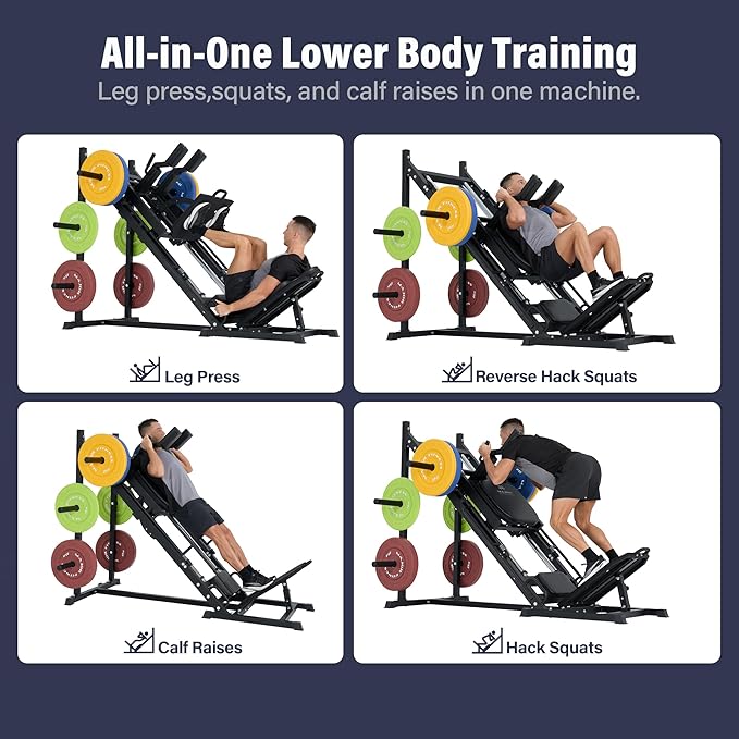 Drone S1 Leg Press Hack Squat Machine, All-in-One Lower Body Strength Training Machine for Home Gym, Adjustable Leg Press, Linear Bearing System, Back Support Cushion, Weight Storage Posts