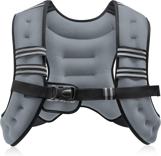 ZELUS Weighted Vest, 6lb/8lb/12lb/16lb/20lb/25lb/30lb Weight Vest with Reflective Stripe for Workout, Strength Training, Running, Fitness, Muscle Building, Weight Loss, Weightlifting