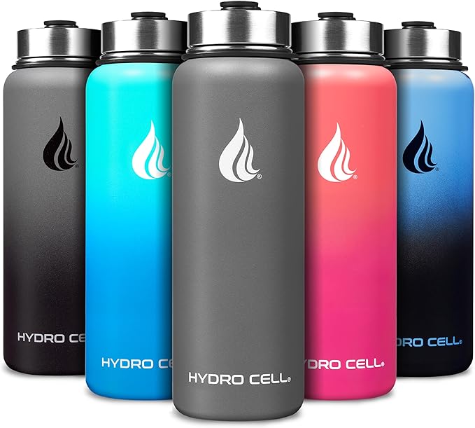 HYDRO CELL Stainless Steel Insulated Water Bottle with Straw - For Cold & Hot Drinks - Metal Vacuum Flask with Screw Cap and Modern Leakproof Sport Thermos for Adults (Graphite 40oz)