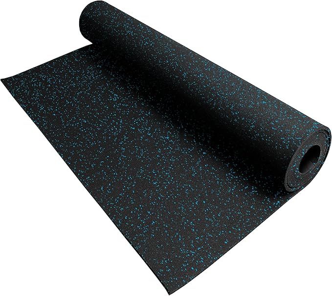 IncStores 8mm Thick Strong Rubber Flooring Roll | Flexible Recycled Rubber Roll Flooring for a Stronger and Safer Basement, Home Gym, Shed, or Trailer | Blue, 1 Mat