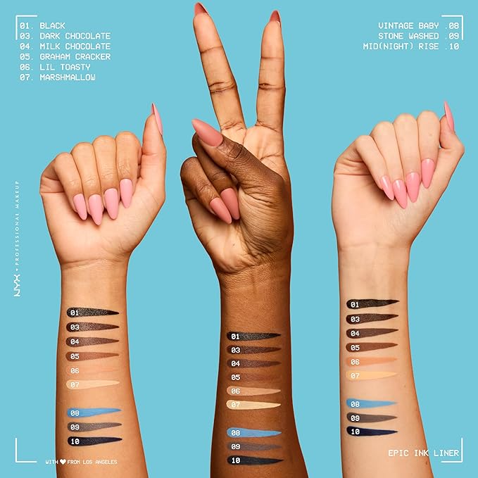 NYX PROFESSIONAL MAKEUP Epic Ink Liner, Waterproof Matte Liquid Eyeliner with Vegan Formula - Vintage Baby (Baby Blue)