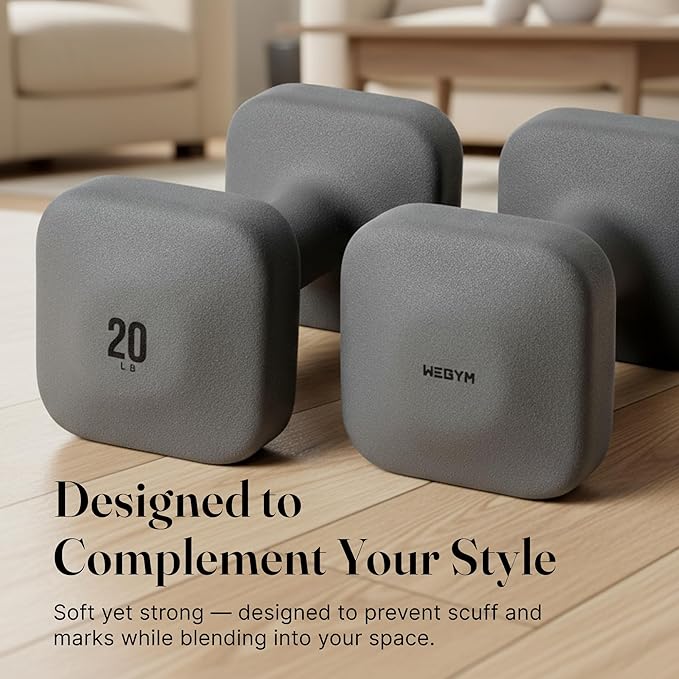 WeGym SafeGrip Square Dumbbells with Anti Slip Handles, Aesthetic Free Weights for Home Workouts, Stable Design Prevents Rolling during Floor Exercises