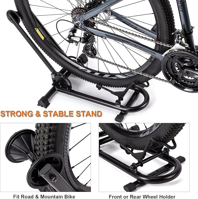 Indoor Bike Floor Stand - Bike Stand Rack for Garage/Home - Bike Storage Bicycle Parking Rack Fit 26”-29” Mountain Road Bikes (2 Bike Rack)
