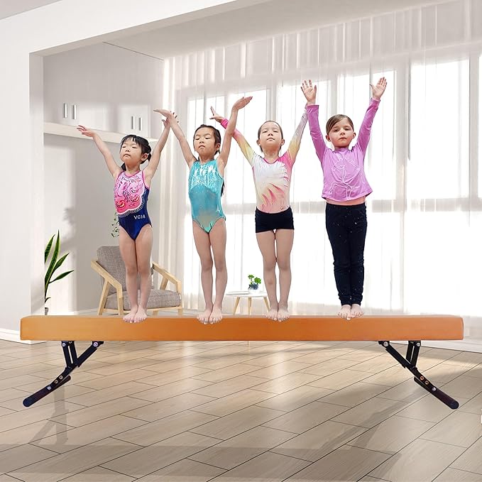 Adjustable Balance Beam for Kids, 8FT Gymnastics Beam with Anti-Slip Legs, High and Low Floor Beam for All Gymnastics Levels, Professional Gymnastic Equipment for Home, Gym Center